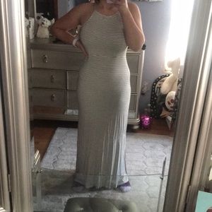 Black and white striped maxi-dress